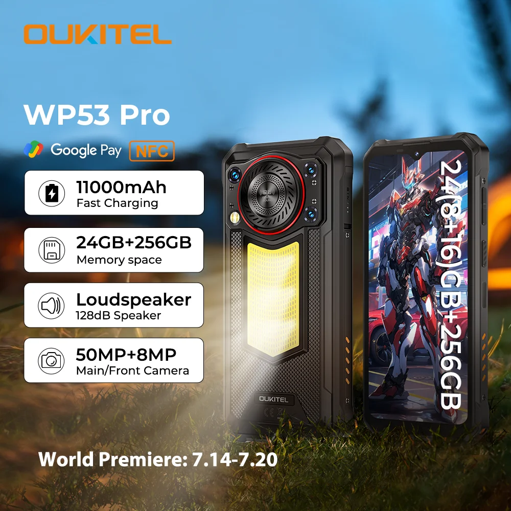 NEW】OUKITEL WP53 PRO Rugged Phone, 24GB+256GB 11000mAh Android 15