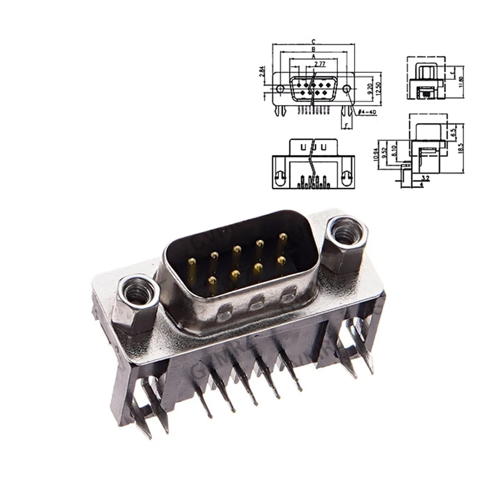 5PCS RS232 DR15 Connector 90-degree DR9 DR15 DR25 Female Male PCB Mount D-Sub PCB Connector Bent Needle DR25 DR9