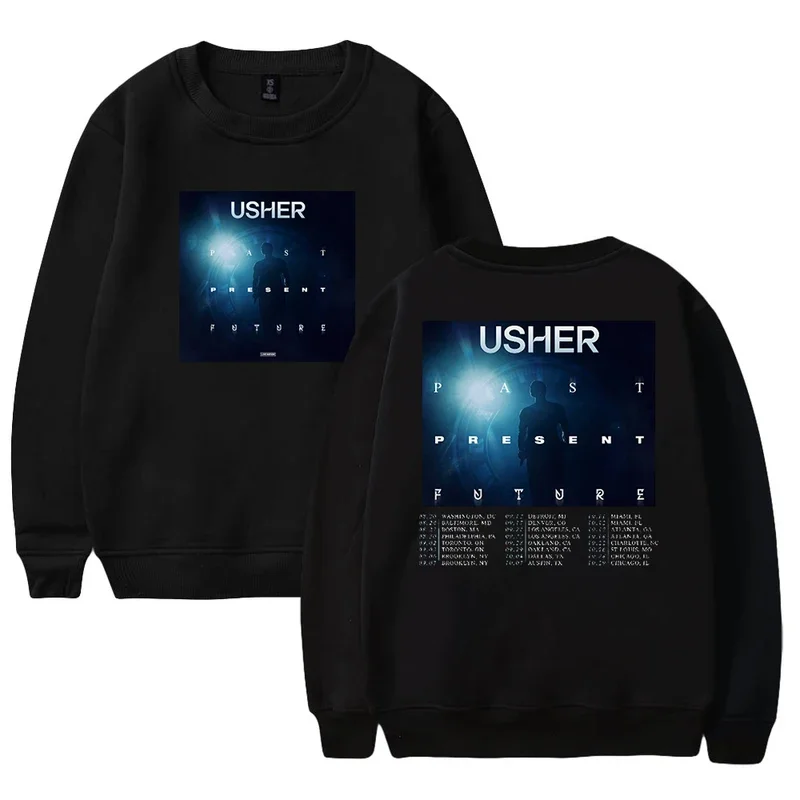 Usher Singer 2024 The Past Present Future Tour Merch Unisex Crewneck Long Sleeve Streetwear Women Men Sweatshirt Fashion Clothes