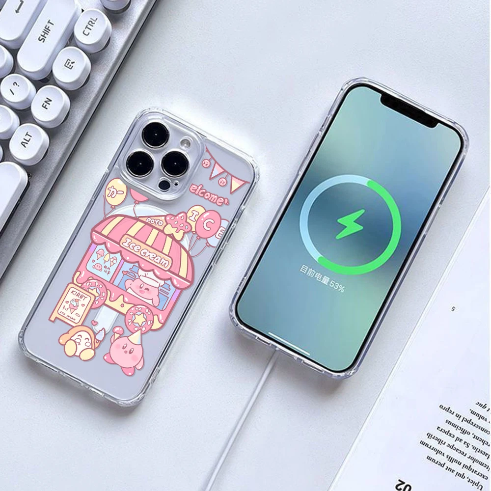 Pink K-Kirbys For Magesafe Magnetic Phone Case for iPhone 17 Air 16 15 14 Plus 13 12 11 Pro Max Clear Cover view 6