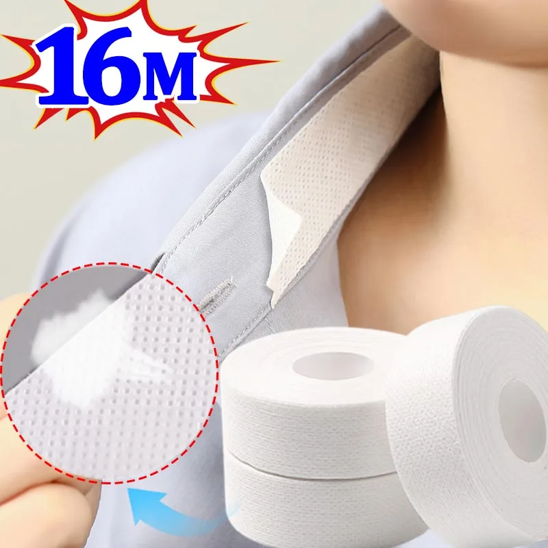 Protector antisuciedad para cuello de camisa, pegatina de fijación, autoadhesiva cinta desechable, enrollada, absorbente del sudor, 8/16M