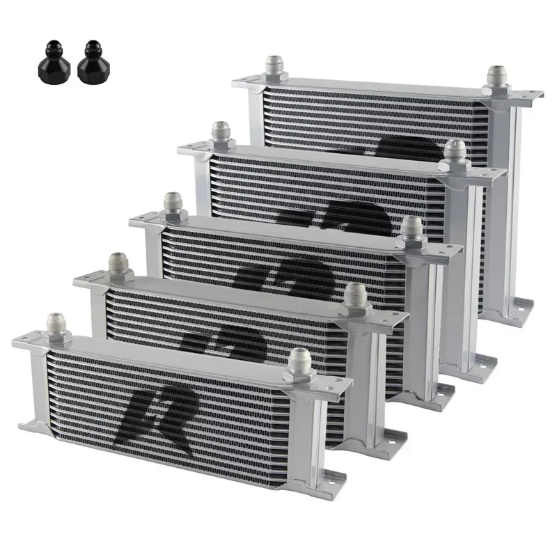 

Universal LR 30 Row AN8 Stacked Plate Oil Cooler AN6 Adapter Transmission Engine Aluminium Radiator 248MM 3/4"-16 /9/16"-18 UNF