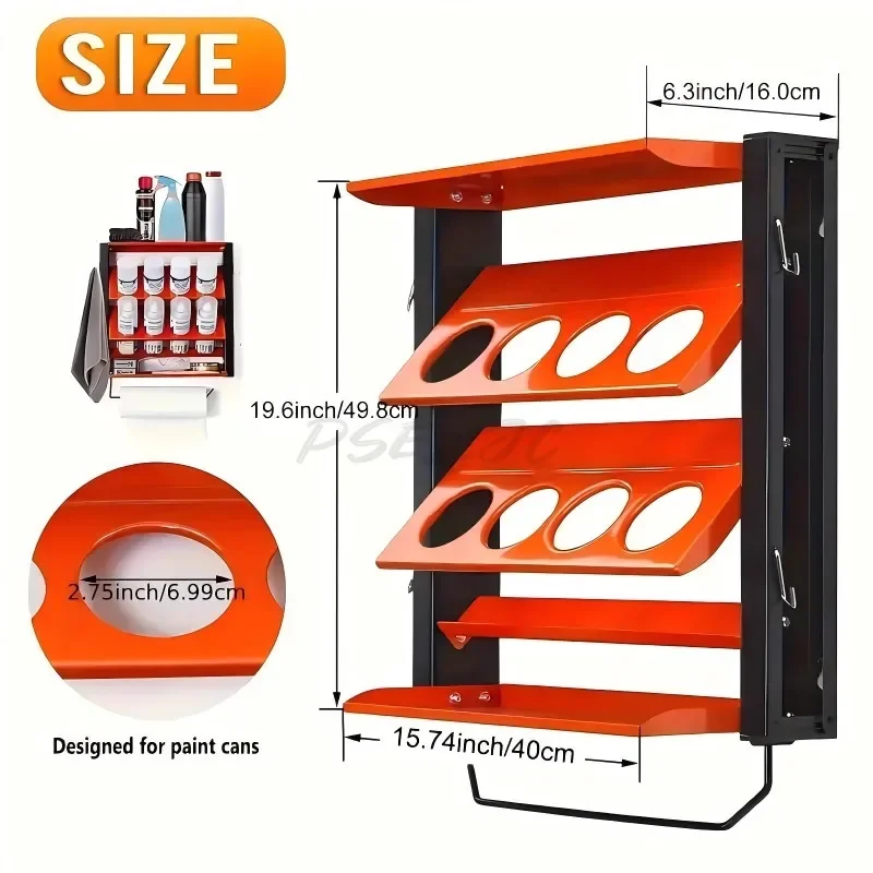 Steel Wall Mounted Spray Bottle Holder with Tissue Holder Practical Tool Storage Rack Suitable for Garage Studios
