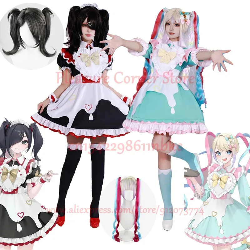 

Needy Girl KAngel Ame Chan Maid Cosplay Costume Suits Synthetic Wig Game Needy Girl Overdose Cosplay Costume Uniform Wig