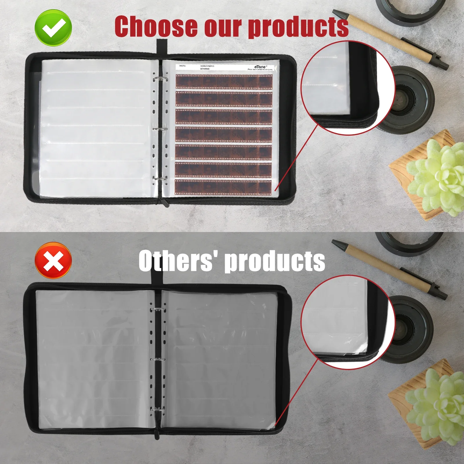 eTone Brand New Refined Film Negative Storage Kit Album Protector Zipper Binder Storage Box with 50pcs Acid-Free Sleeves