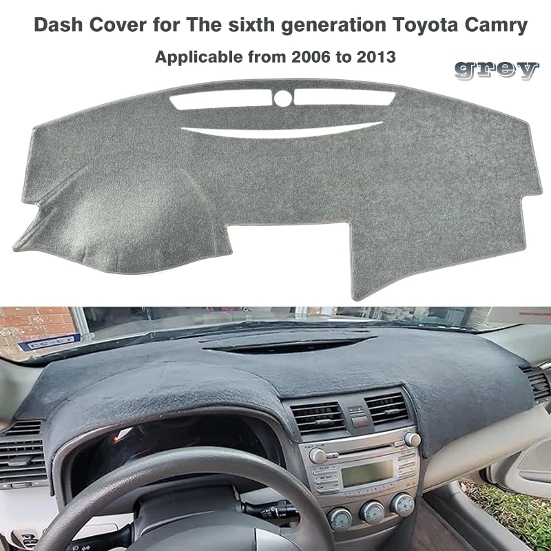 

Suitable for Toyota 6th generation Camry 2006 2007 2008 2009 2010 2011 2012 2013 classic dashboard sun protection mat anti-UV sunlight anti-reflective sunshade gray polyester anti-slip