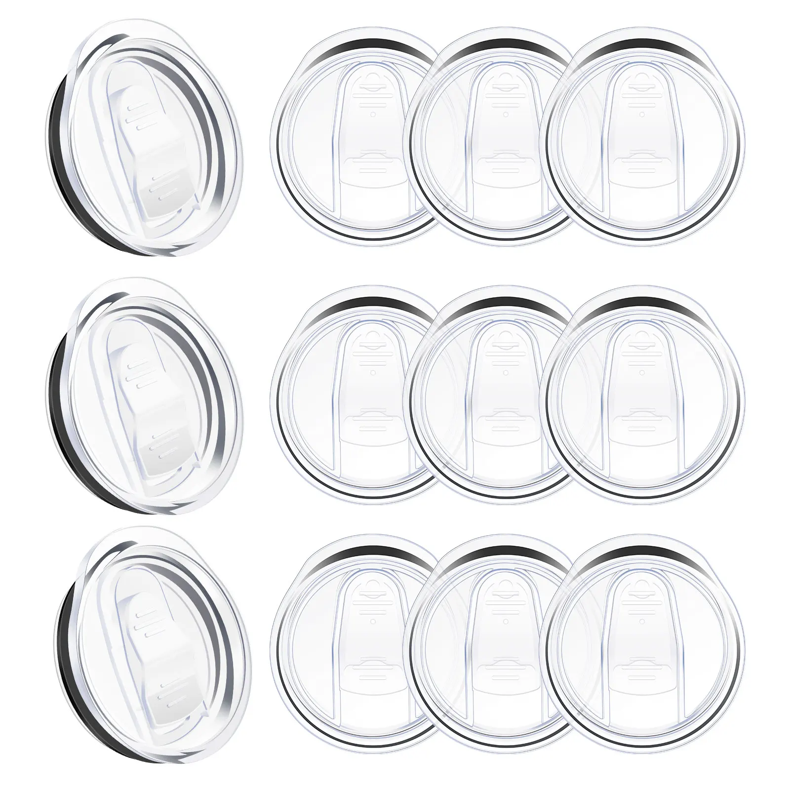 12 Pcs Skinny Replacement Lids 20 oz Tumbler Replacement Lids Spill Proof Splash Resistant Tumbler Lids Clear Plastic Cup Covers