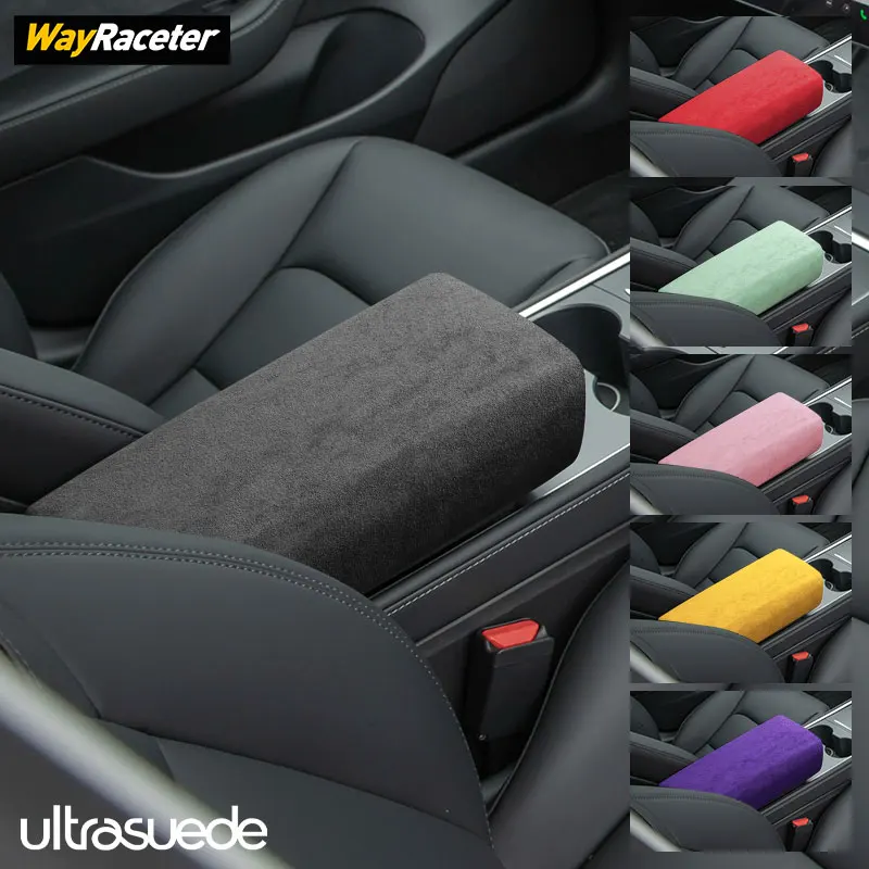 

Ultrasuede Suede Wrap Car Storage Armrest Box Panel Trim Cover For Tesla Model 3 2023 + 2024 Accessories