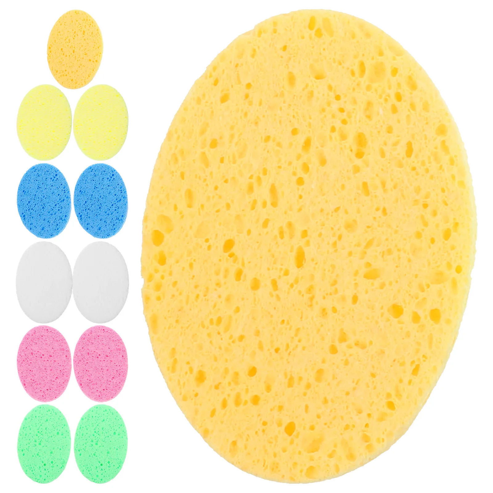 

12pcs Facial Cleansing Sponge 110x80x8mm Cellulose Oval Reusable Exfoliating Sponges for Face Washing Safe Soft