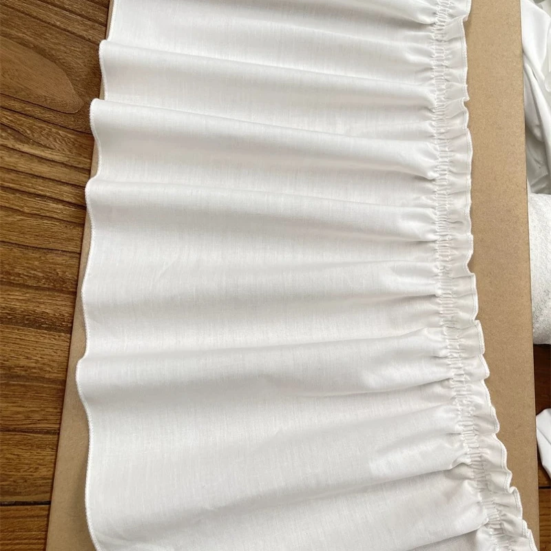 Weißer Dreischichtiger Plissierter Baumwollstoff Spitzen-Rüschenkragen Stickerei-Band DIY Hochzeitskleid Puppenkleidung Zubehör – Detail 9