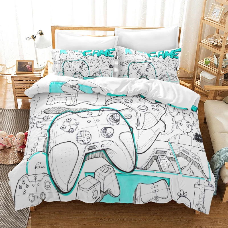 Game Console - Digital Printed Duvet Set - Polyester - Bedroom Decor -1 Bed cover +2 Pillowcase (no pillow core)