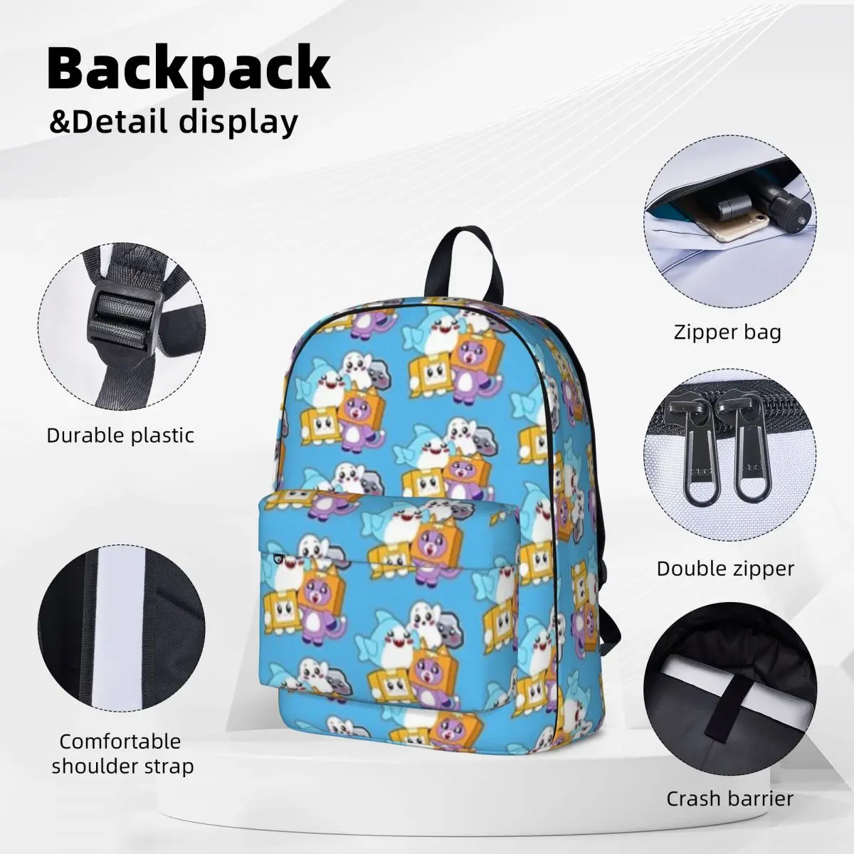 Lankybox Backpacks Large Capacity Student Book bag Shoulder Bag Travel Rucksack Casual Children School Bag