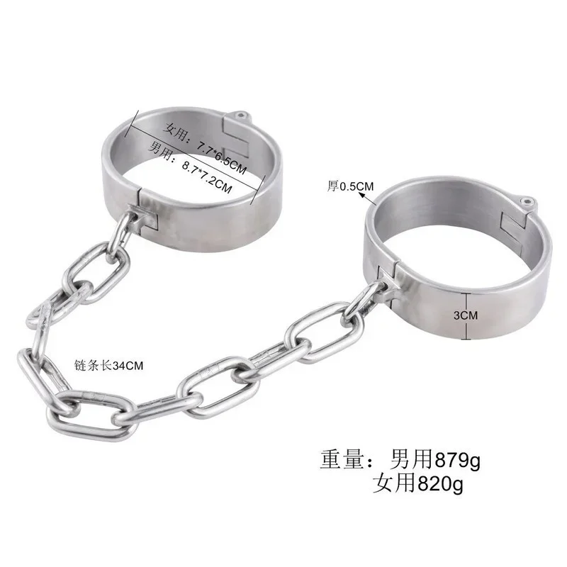 Stainless Steel Handcuff Slave Restraints Set Bondage Collar Ankle Cuffs BDSM Bondage Restraint Sex Toys for Women Man Couples