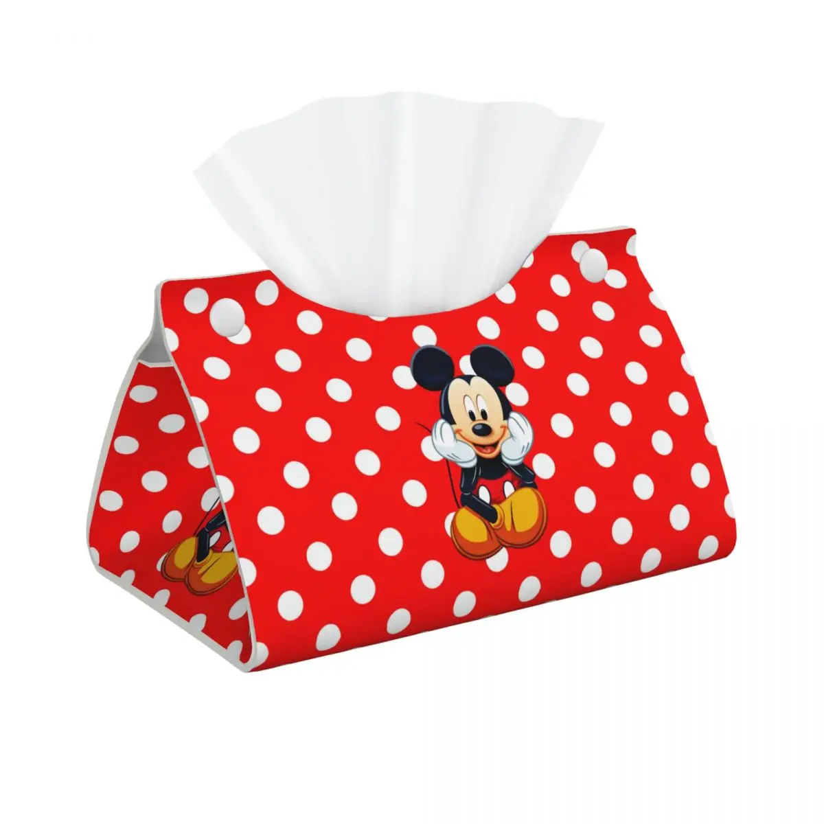 Custom Comics Mickey Mouse Tissue Box Cover for Bathroom Home Cartoon Rectangular PU Leather Facial Tissue Box Holder