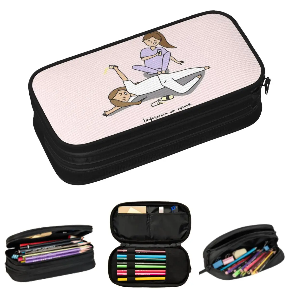 Enfermera En Doctor Nurse Medical Pencil Cases for Students School Pen Box Pencil Bag Big Capacity Pencil Pouch