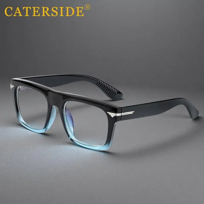 CATERSIDE Männer Anti Blaues Licht Gläser für Platz TR90 Rahmen Ultraleicht Retro Plain Gläser Trendy Myopie Computer Brillen Rahmen – Detail 2