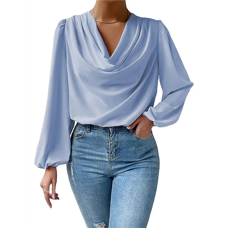 

ABRT-Womens Tops Cowl Neck Shirts Long Sleeve Teacher Clothes Office Business Dressy Casual Blouse