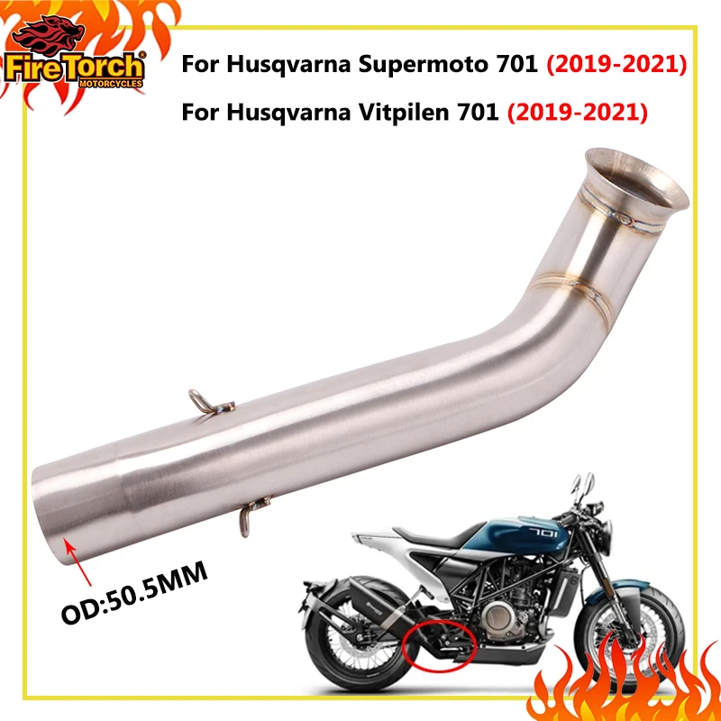 Motorrad-Auspuffanlagen Moto Escape Mittelrohr 51MM Schalldämpfer für Husqvarna Supermoto 701 Vitpilen 701 2019 2020 2021