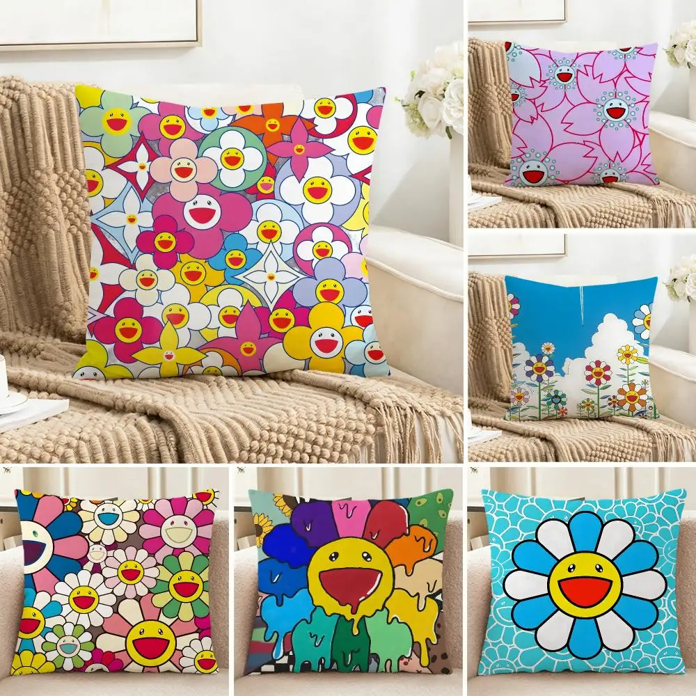 Avant-Garde Artist T-Takashi Murakami Cushion Cover Cozy Pillowcase Holiday House Interior Sofa Bedroom Accessories