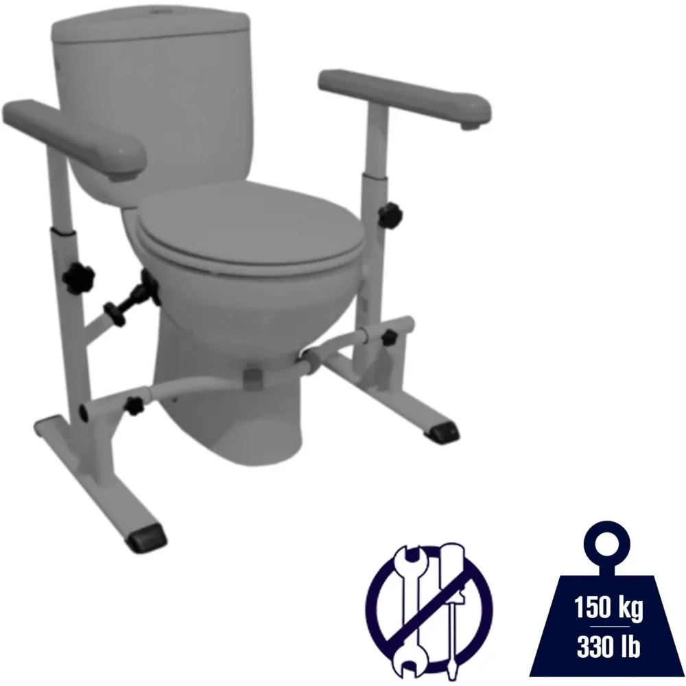 Toilet Safety Rails for Elderly (330 lbs), Handicap Toilet Seat with Handles, Adjustable Height and Width Toilet Rails