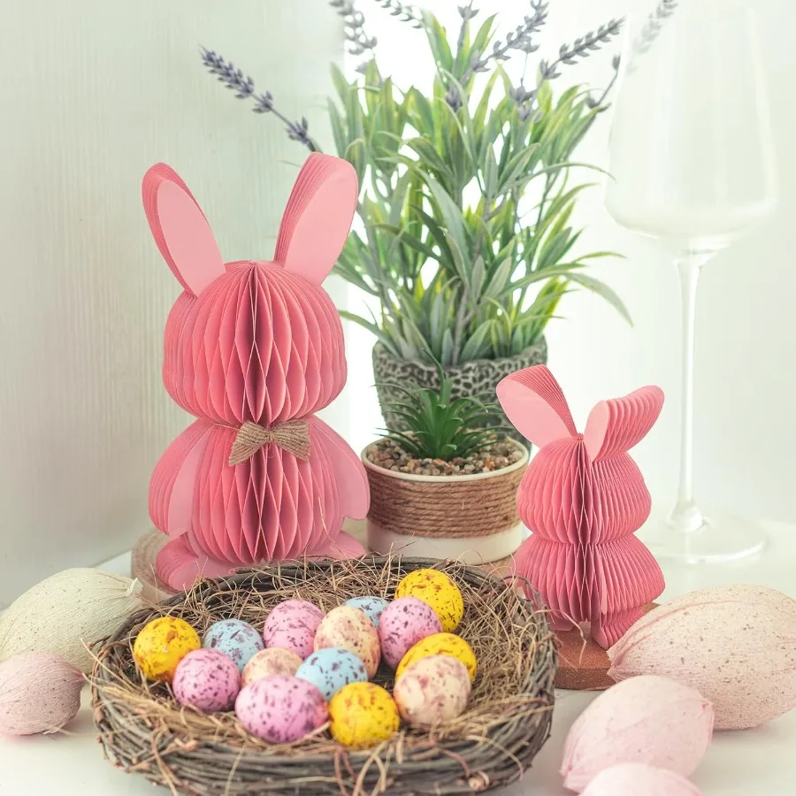 الوردي ورقة الأرنب التماثيل 5 بوصة 3 قطعة أرنب العسل أرقام للحلوى ديكور للطاولات صينية متدرجة هدايا الحفلات