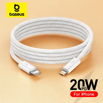 Baseus USB C كابل آيفون 14 13 12 11 برو ماكس Xs زائد 20 واط كابل شحن سريع نوع C تاريخ سلك لباد ماك بوك