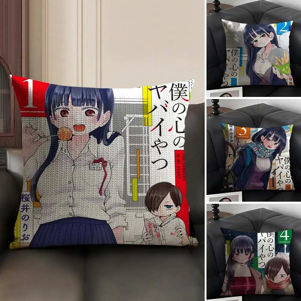AnimeThe D-Dangers In My Heart Cushion Cover Natural Linen Organic Fabric Double-Sided Printing Breathable Gift For Decor