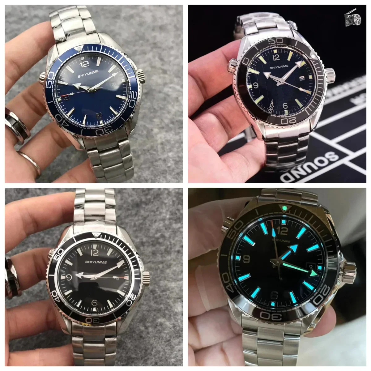 

A81 Store Men's Automatic Mechanical Watch Cosmos Stainless Steel Relogio Masculino Black Blue Ceramic Vintage Luminous