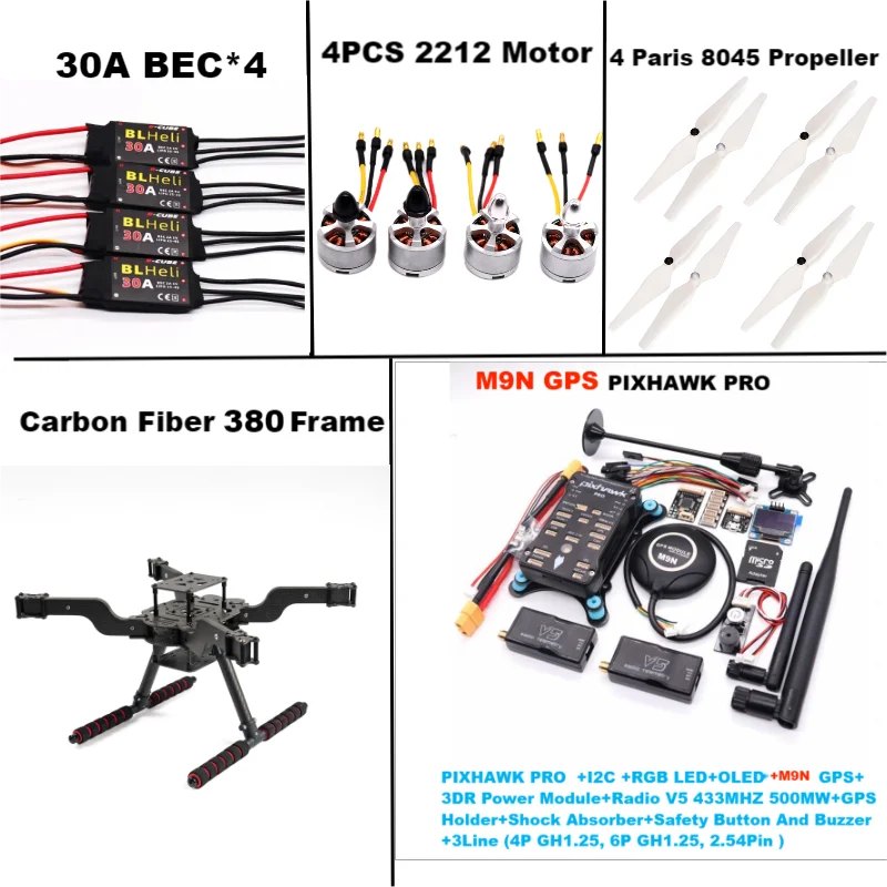 RctoSky PIXHAWK PRO M9N Open source new smart drone FLY 380 MMpix quadrotor upturned rack