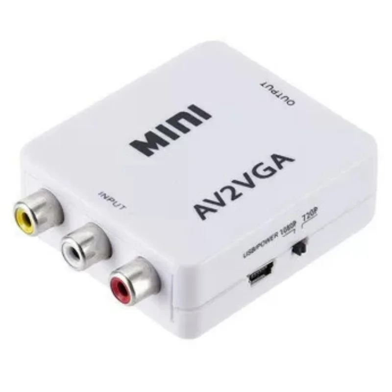AV to VGA Converter with Audio 1080P Video Converter AV2VGA Line for DVD Player Xbox Laptop Black White