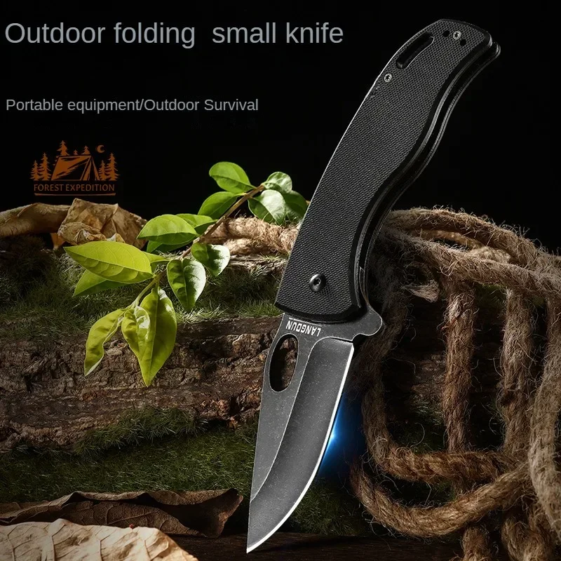 Outdoor Camping Pocket Folding Knife, 440C Stainless Steel Self-Defense EDC Knife, Multifunctional Portable Mini Folding Knife