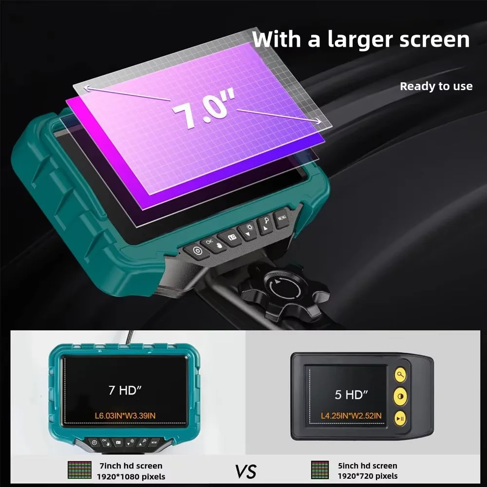 7-inch Screen 6.5/6.2/3.9MM Single/Dual Lens 1080P HD 360° Steering Endoscope HD Camera for Car Maintenance Engine Detection