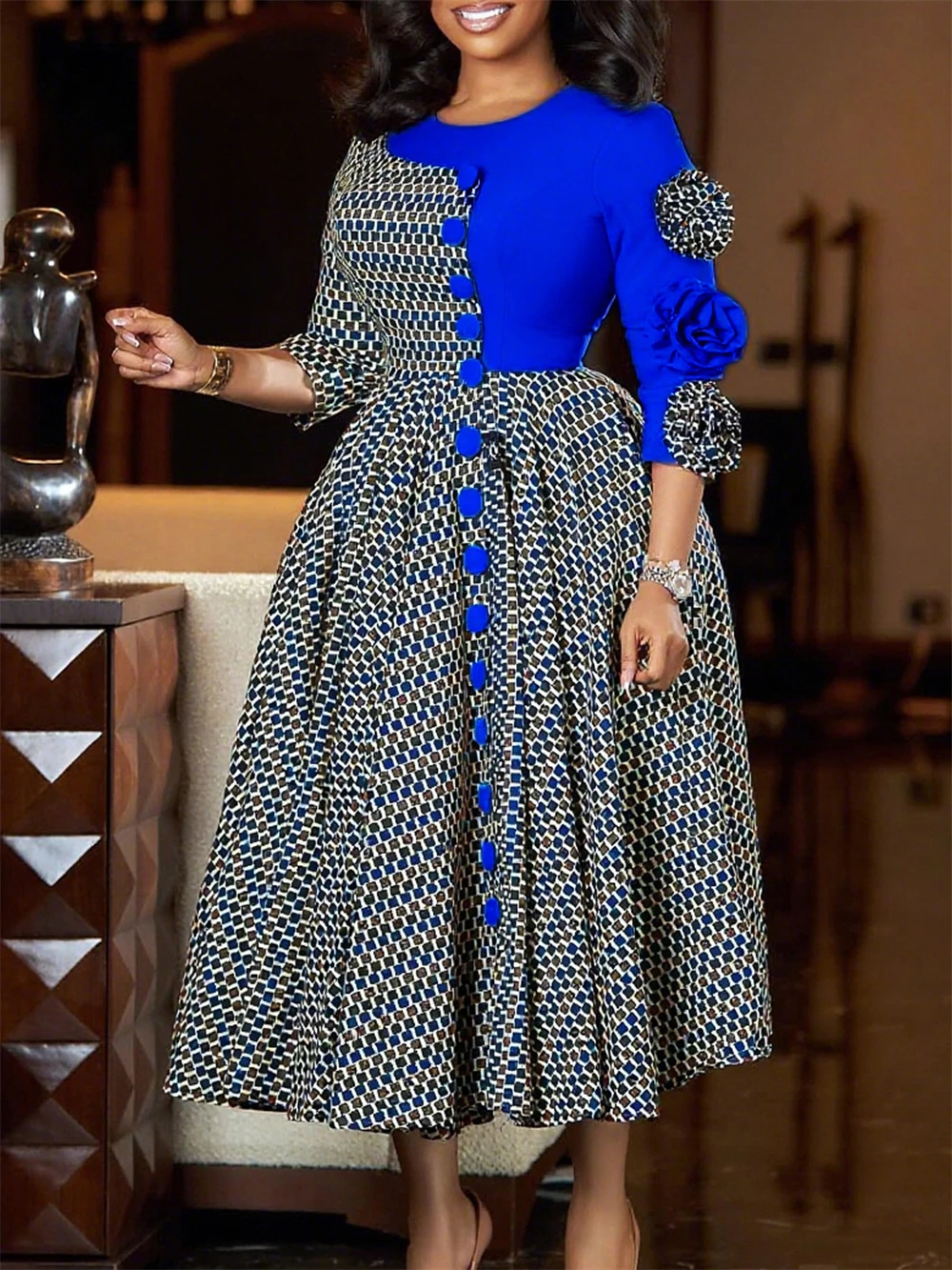 Plaid Print Kleid Für Frauen Türkei African Dashiki Outfits Elegante Büro Damen Overalls Maxi Kleider Party Prom Abendkleid