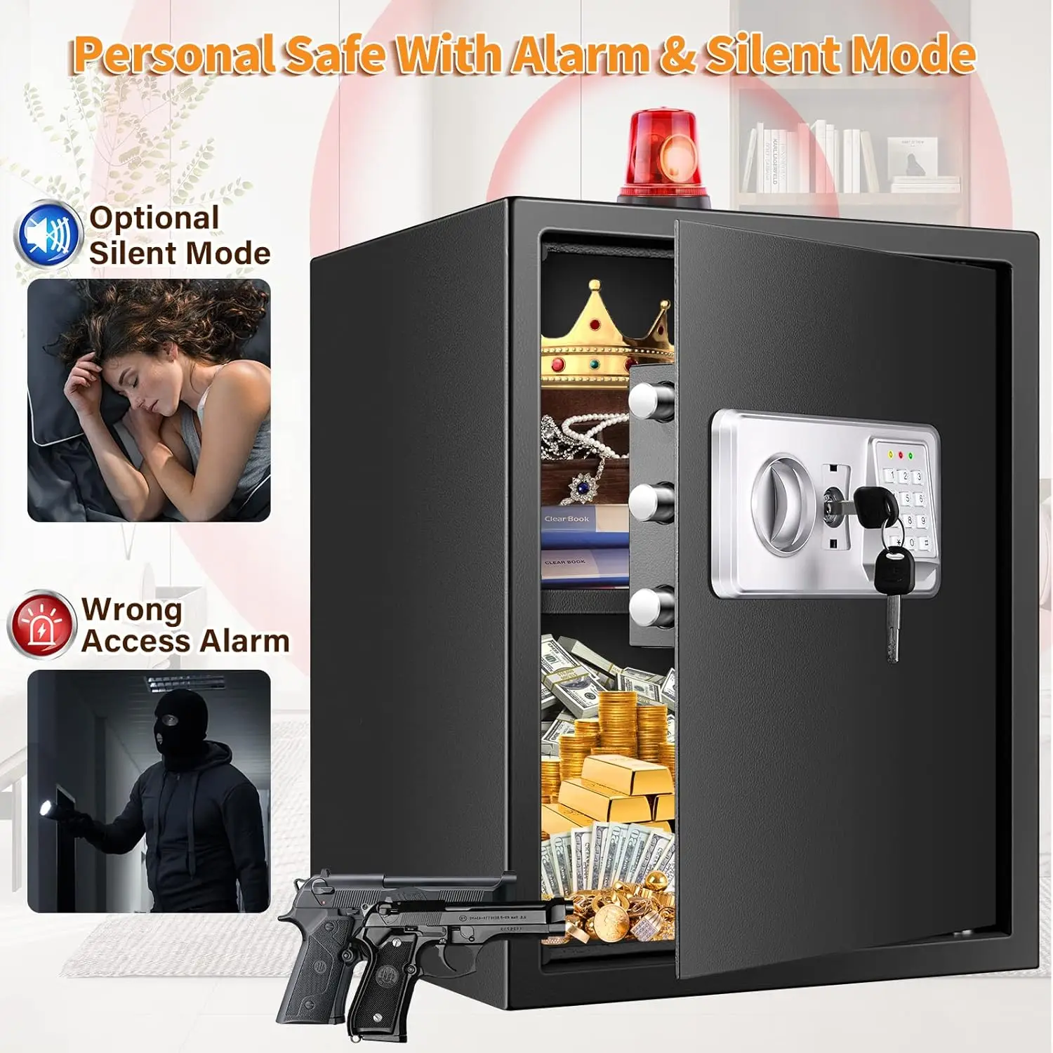 3.0 Cub Large Fireproof Safe Box for Home Use, Anti-Theft Home Safes Fireproof Waterproof, Money Safe for Home with Fireproof Ba