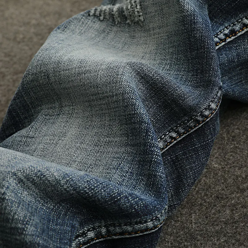 Designer Fashion Men Jeans Retro Washed Blue Stretch Slim Fit Ripped Jeans Men High Quality Vintage Y2K Denim Pants Hombre