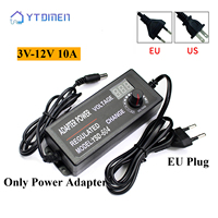 Adjustable Power Supply Adapter 3V-12V 10A Power Supply Display Screen Adapter Plug Connector for Light Strip EU US Plug