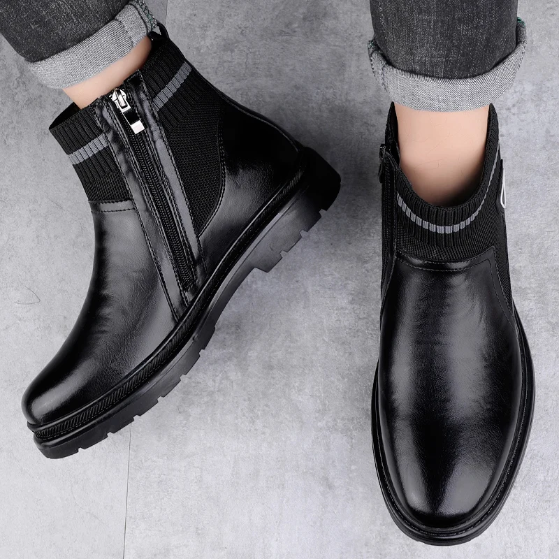 

Luxury Brand Genuine Leather Men's Business Boots High-quality Handmade Outdoor Walking Casual Boots Comfortable High Top Boots