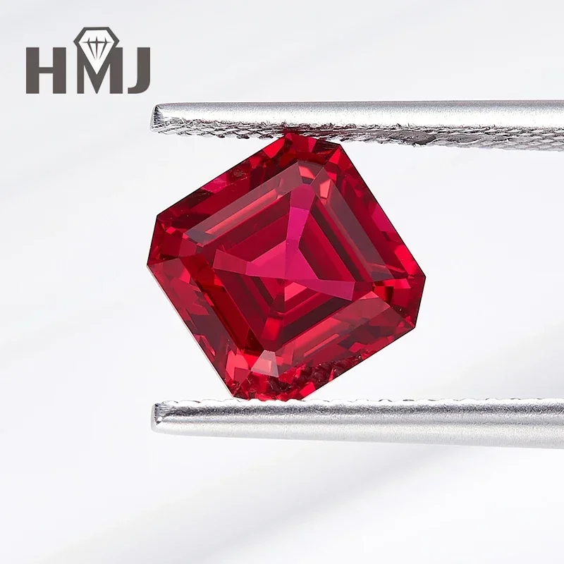 مختبر نمت روبي حمامة الدم الأحمر Asscher مربع الشكل الأحجار الكريمة DIY بها بنفسك الخرز صنع مواد المجوهرات AGL شهادة أعلى جودة