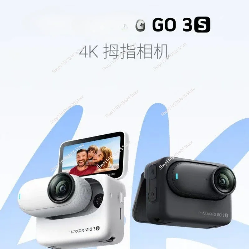 GO 3S 128G Black 4K Tiny Portable Vlogging Camera, Hands-Free POVs, Mount Anywhere, Stabilization ，1pcs