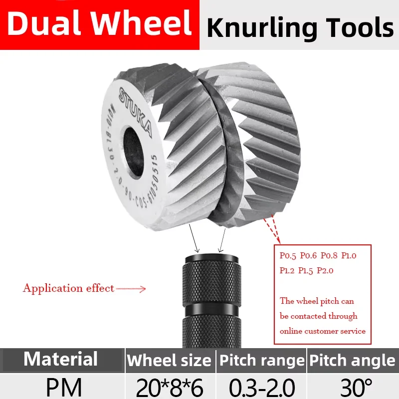 STUKA 20*8*6 PM High Quality Dual Wheel Form Knurling Tools KOKC For CNC Lathe Feeding 30° Diamond 45° Square Pattern