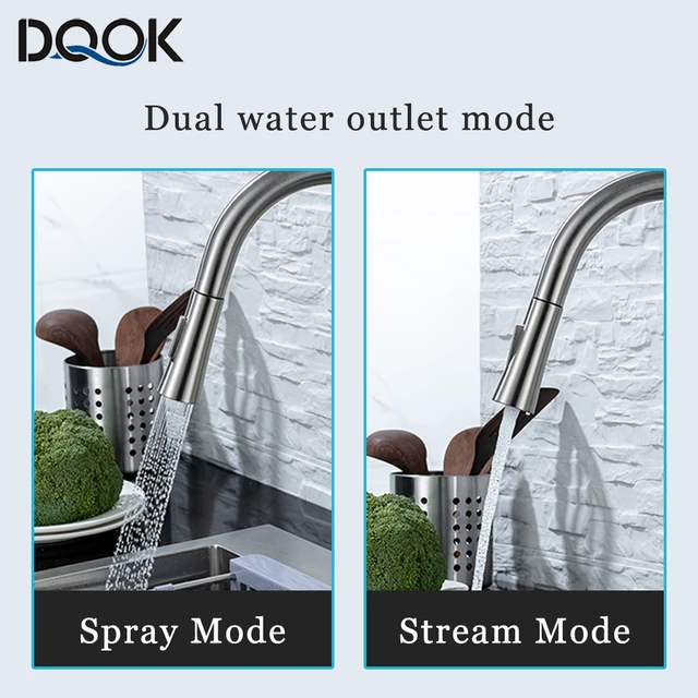 DQOK Kitchen Faucet Pull Out  Brushed Nickle Sensor Stainless Steel Black Smart Induction Mixed Tap Touch Control Sink Tap 2