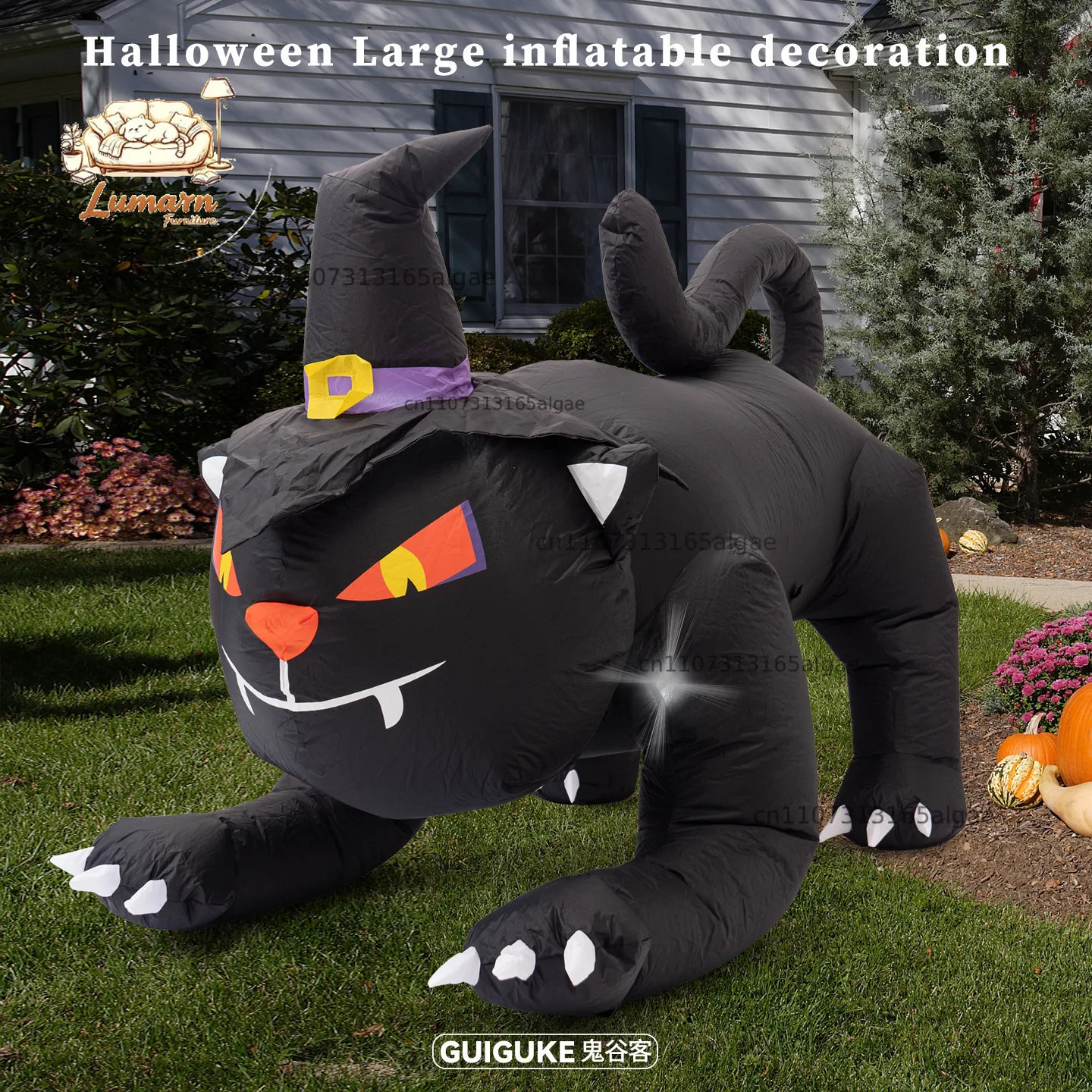 Halloween large air model decoration shopping mall amusement park outdoor scene ornament inflatable luminous magic big black cat