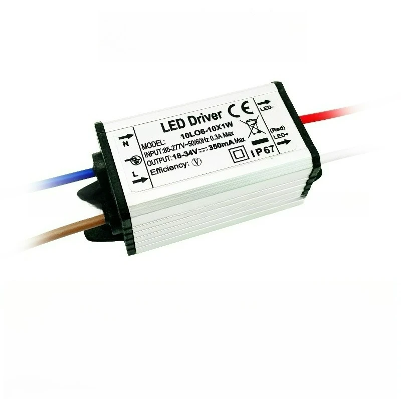 isolated wide‑voltage flicker‑free waterproof LED constant current driver power supply 6W  10W 300mA 2‑4 series 3W