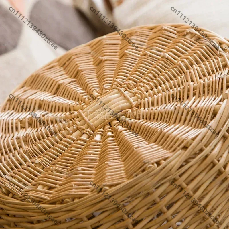 Manual Rattan Cat House, Natural Wicker Weaving Durable Pet Nest, Eco-Friendly Green Cat Shelter with Thick Mat for  Indoor Use