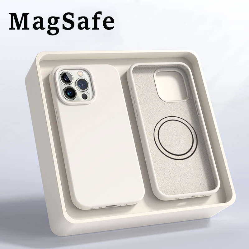 Para magsafe caso magnético original para iphone 16 15 14 13 pro max plus caso de carga sem fio oficial capa de telefone de silicone líquido