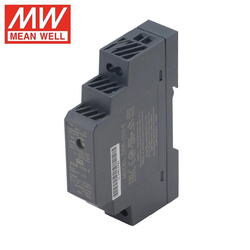 MEAN WELL DDR-15 Series 3.3V 5V 12V 15V 24V meanwell 15W 9~36V 18~75V Input Din Rail Type DC-DC Converter