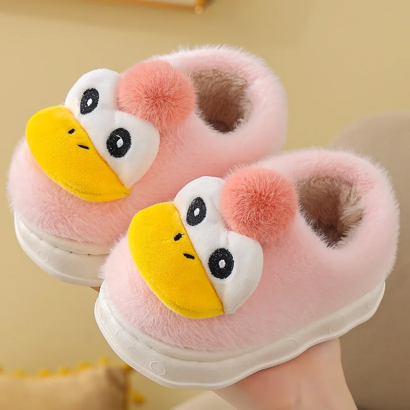 Miqieer Children Home Shoes Cashmere Cotton Slippers Baby Boy Warm Shoes Girl Slippers Indoor Cartoon Velvet Cotton-padded Shoes