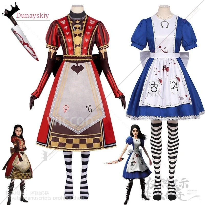 Anime Game Alicee Princess fur s, Madness Maid Tablier, Lolita Wigs, Props for Women, Girls, Halloween Party, Cosplay Costume, bt