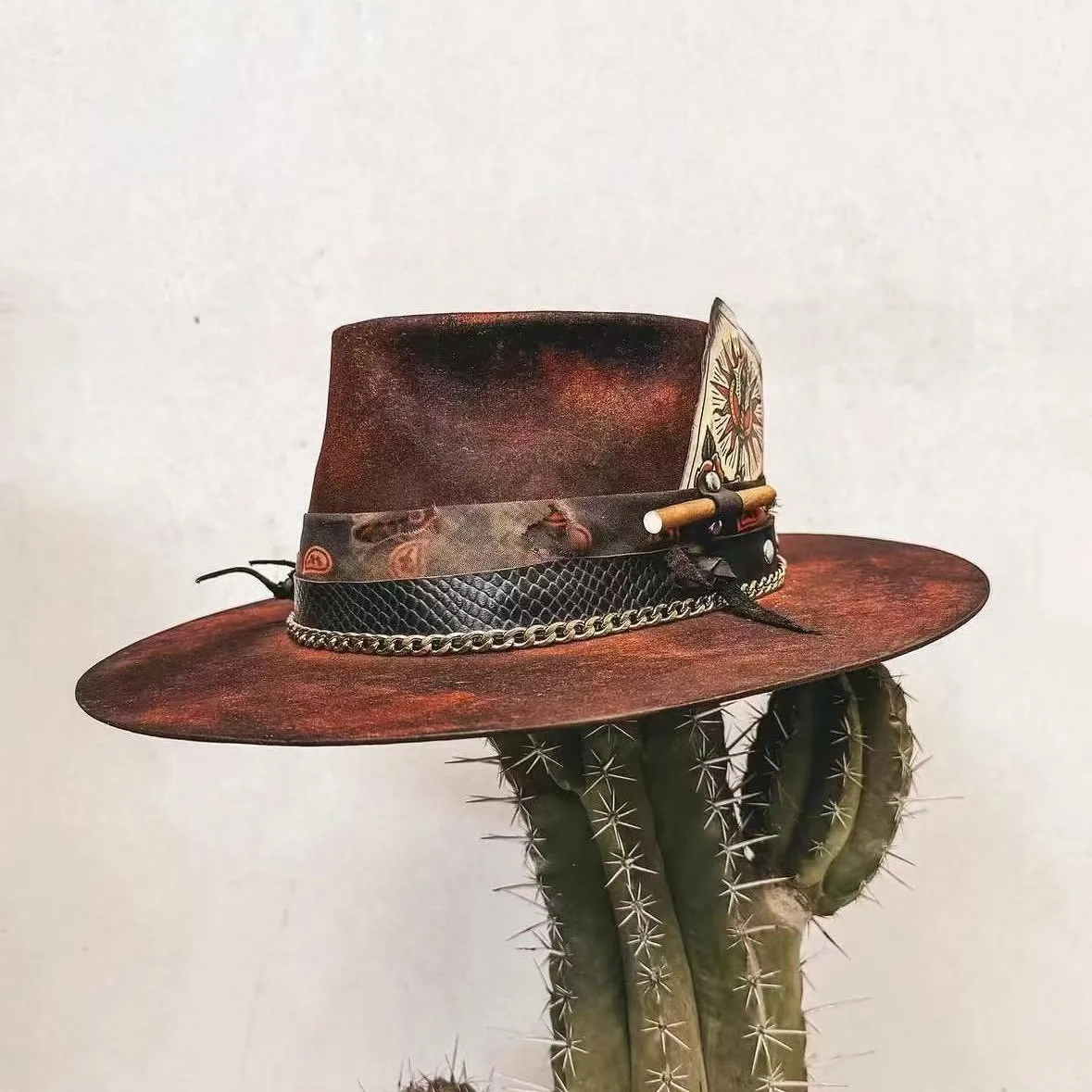 Vintage Distressed Wool Fedora Hat Autumn and Winter Wool