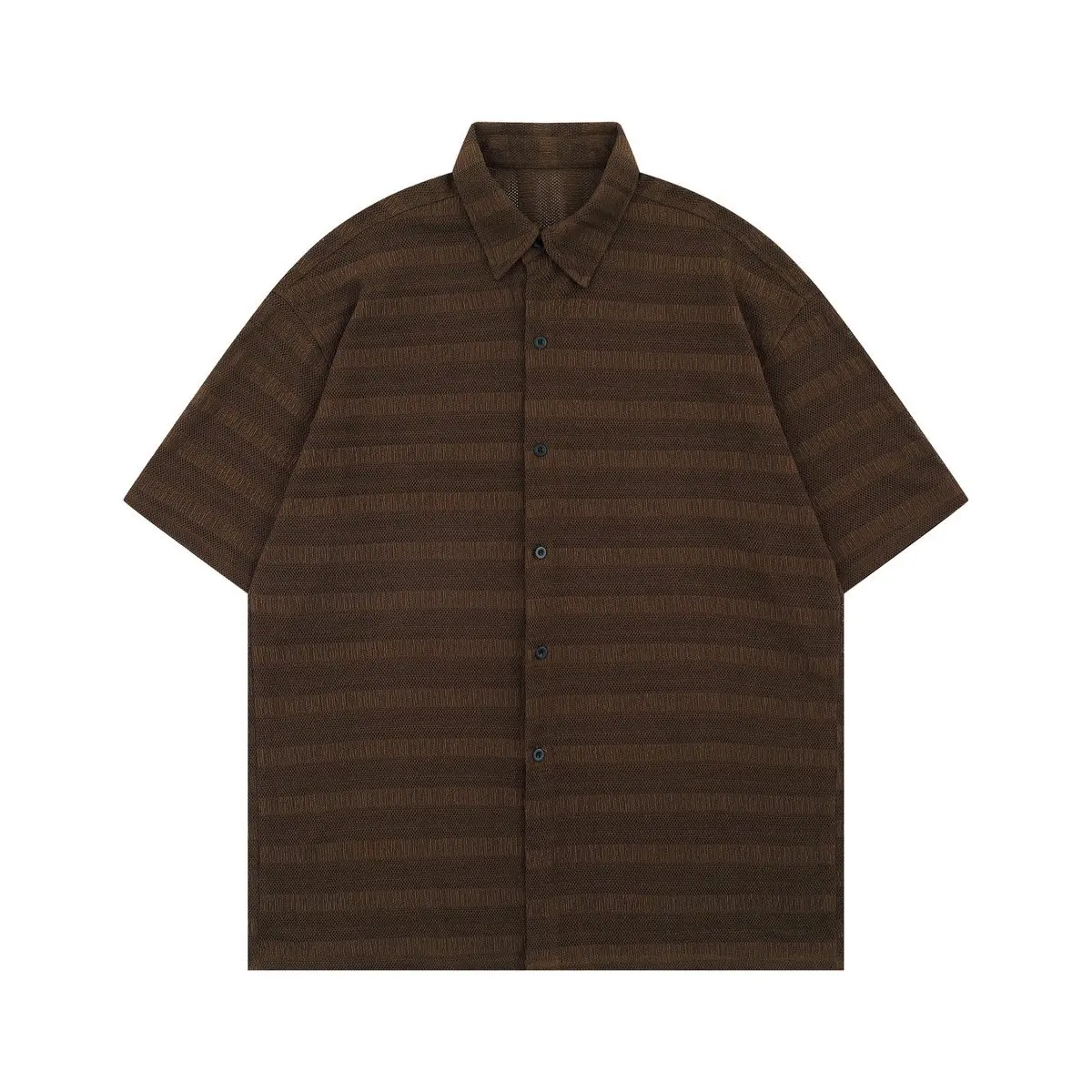 

American Retro Men's and Women's Shirts Solid Color Striped Men's Short-sleeved Knitted Sweater